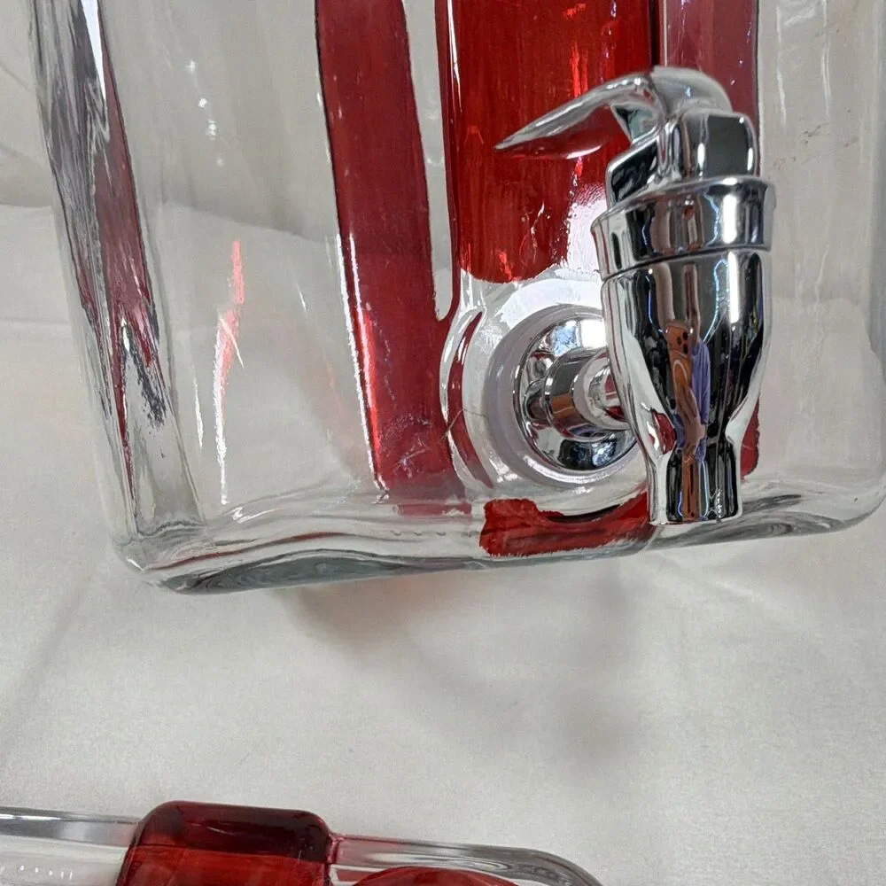 Winterberry Lane Glass Gift Box Drink Dispenser | Christmas Beverage Server
